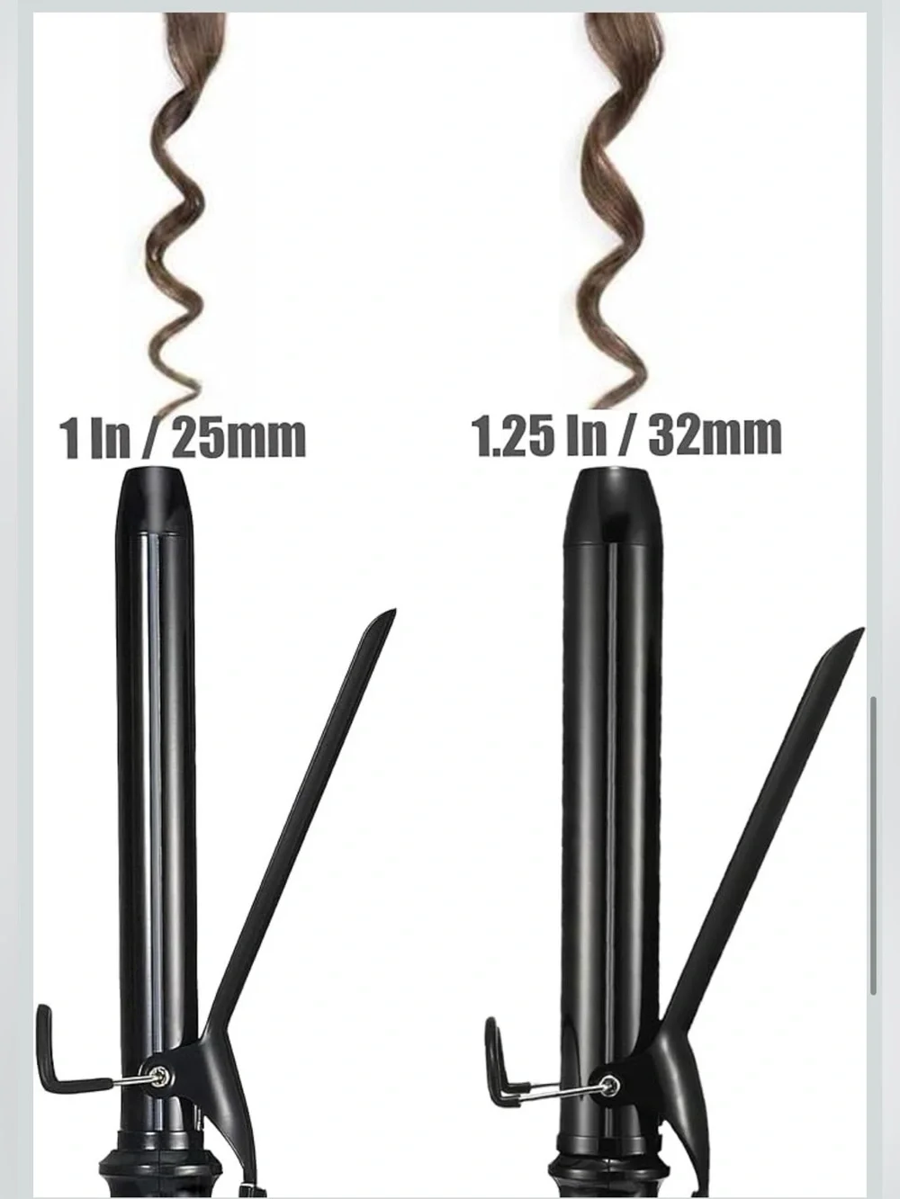 1 inch extra long hair curling iron with ceramic tourmaline barrel
